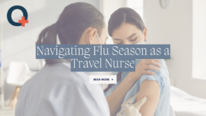 Travel nurse getting flu shot during flu season